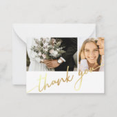 感謝していモダン金ゴールド書結婚のコラージュ ノートカード (正面)