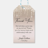 感謝していモダン16個の金ゴールド滴グリッター ギフトタグ (正面)