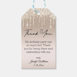 感謝していモダン16個の金ゴールド滴グリッター ギフトタグ