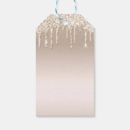 感謝していモダン16個の金ゴールド滴グリッター ギフトタグ (裏面)