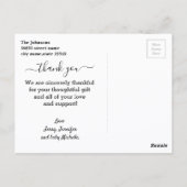 感謝していモダン、台本生まれたばかりのの赤ん坊の写真 ポストカード (裏面)