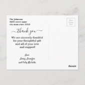 感謝していモダン、台本生まれたばかりのの赤ん坊の写真 ポストカード (裏面)