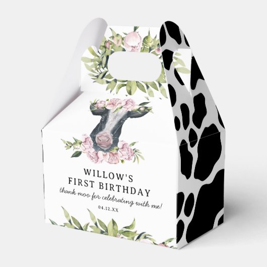 感謝していモー任意の年のフローラ牛女の誕生日 フェイバーボックス (正面サイド)