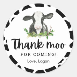 感謝していモー来の牛テーマ誕生日 ラウンドシール