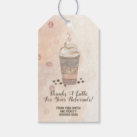 感謝していラテのコーヒポップ・アートのー ギフトタグ (正面)