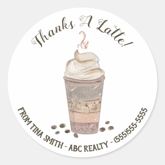 感謝していラテのコーヒポップ・アートのー ラウンドシール (正面)