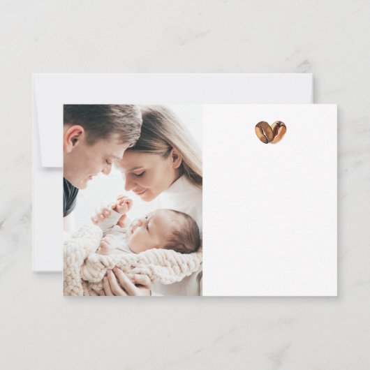 感謝していラテのコーヒーの赤ちゃんシャワー サンキューカード (裏面)