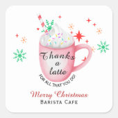 感謝していラテのコーヒーショップのロゴ スクエアシール (正面)