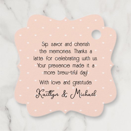 感謝していラテコーヒーウェディングシャワーありがとう フェイバータグ (裏面)