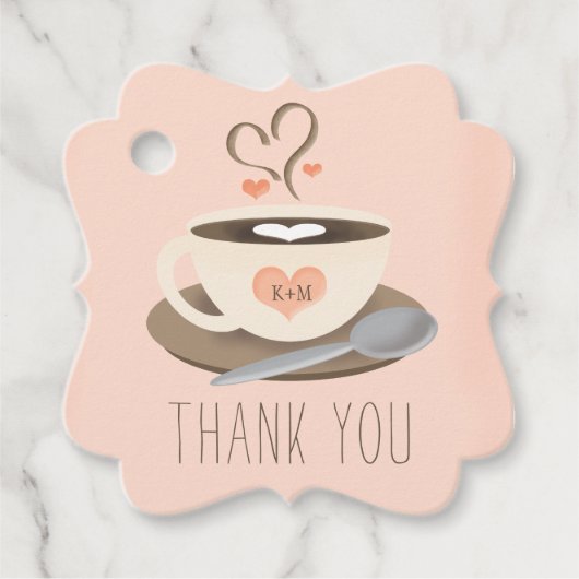 感謝していラテコーヒーウェディングシャワーありがとう フェイバータグ (正面)