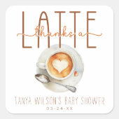 感謝していラテコーヒー赤ちゃんシャワーありがとう スクエアシール (正面)