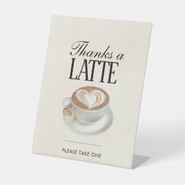 感謝していラテベビーがシャワーを醸造している 台座サイン