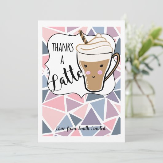 感謝していラテ紫のギフトカードのホルダーのコーヒー 招待状 (スタンド正面)
