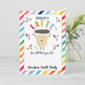 感謝していラテ紫色のギフトカードホルダーのコーヒーカード 招待状 (スタンド正面)