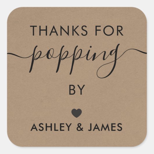 感謝していラベルのステッ結婚ク、Kraft スクエアシール (正面)