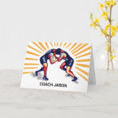 感謝していレスリングコーチパーソナライズツーレスリング カード (黄色い花)