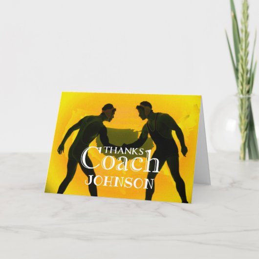 感謝していレスリングコーチ金ゴールドとブラック サンキューカード (正面)