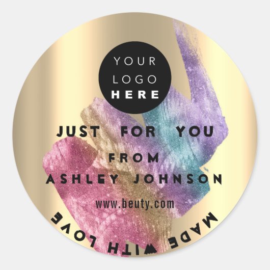 感謝していロゴホログラフ製金ゴールドブルーストローククラシック ラウンドシール (正面)