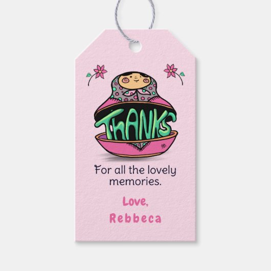 感謝していロシアの人形 ギフトタグ (正面)