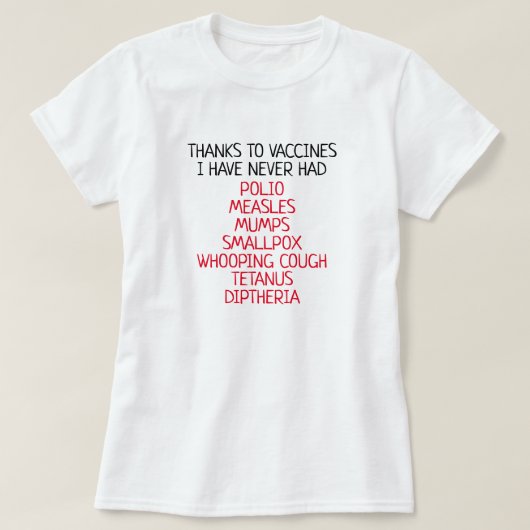 感謝していワクチン Tシャツ (デザイン正面)