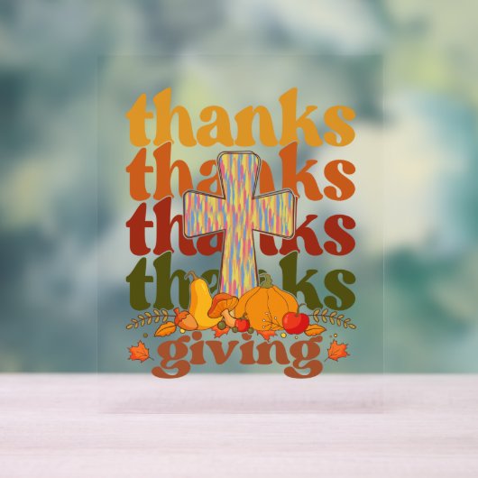 感謝してい与え十字形かぼちゃ アクリルサイン (ニュートラル)