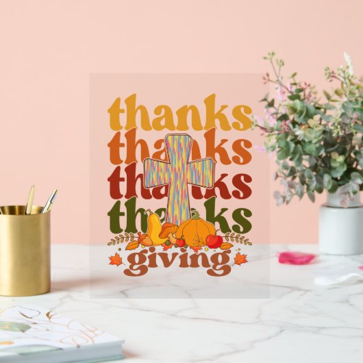 感謝してい与え十字形かぼちゃ アクリルサイン (ウェディング)