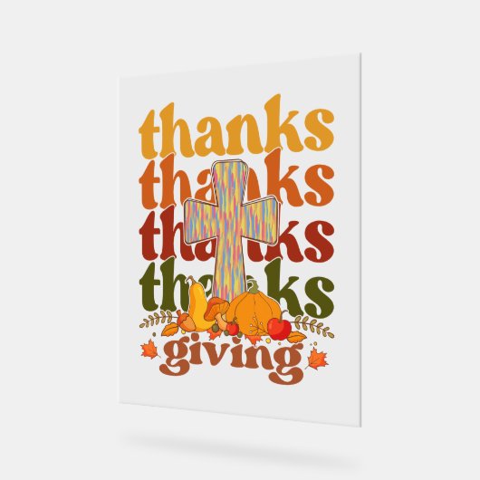 感謝してい与え十字形かぼちゃ アクリルサイン (傾斜)