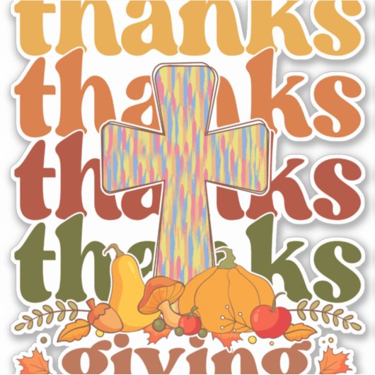 感謝してい与え十字形かぼちゃ シール (正面)