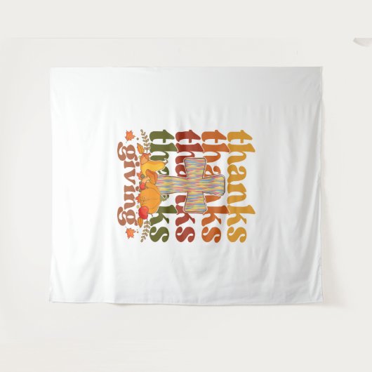 感謝してい与え十字形かぼちゃ タペストリー (正面(横))