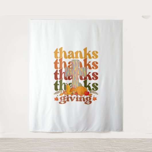 感謝してい与え十字形かぼちゃ タペストリー (正面)