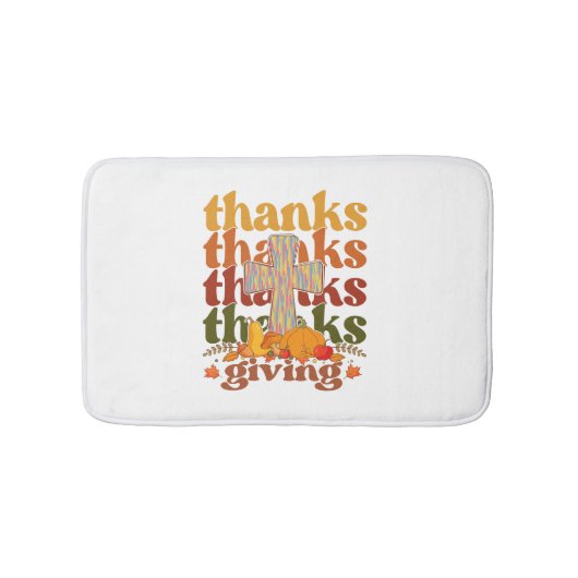 感謝してい与え十字形かぼちゃ バスマット (正面)