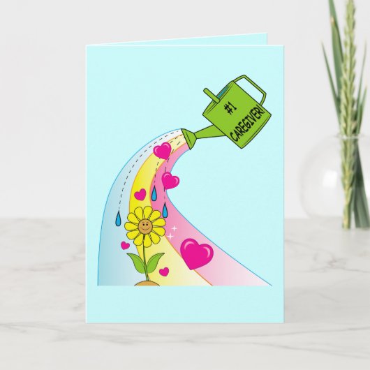 感謝してい乳母の虹とハート サンキューカード (正面)