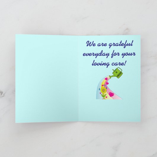 感謝してい乳母の虹とハート サンキューカード (内部)