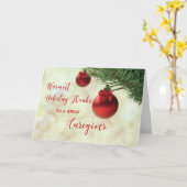 感謝してい介護者クリスマスツリーオーナメント カード (黄色い花)