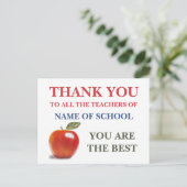 感謝してい先生は赤い最高のApple ポストカード (スタンド正面)