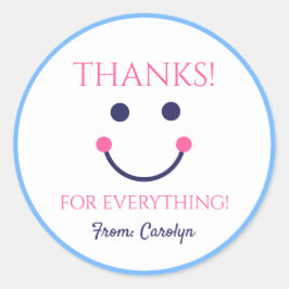 感謝してい全てに。笑顔の顔お名前 ラウンドシール