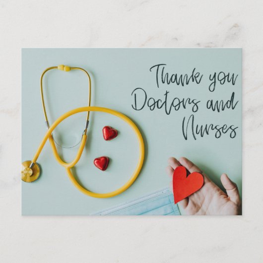感謝してい医者とナース ポストカード (正面)