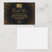 感謝してい卒業ブラックゴールデングリッター ノートカード (正面/裏面)