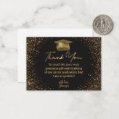 感謝してい卒業ブラックゴールデングリッター ノートカード (正面/裏面インサイチュ)