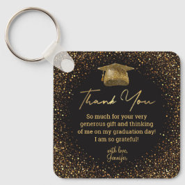 感謝してい卒業ブラック金ゴールドグリッター キーホルダー