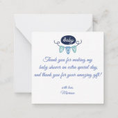 感謝してい可愛い赤ちゃんシャワー青いスタイリッシュ植物 ノートカード (裏面)