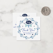 感謝してい可愛い赤ちゃんシャワー青いスタイリッシュ植物 ノートカード (正面/裏面インサイチュ)