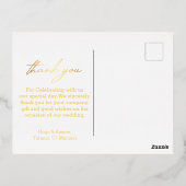 感謝してい君、ゴールデンのシックな手書き結婚の写真 箔シーズンポストカード (裏面)