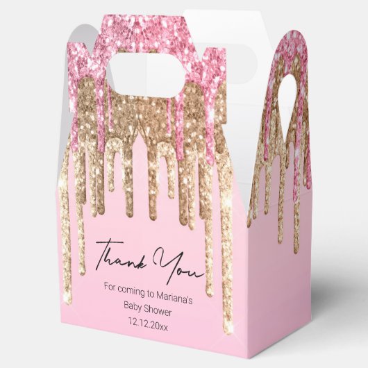 感謝してい女の子のシャワーピンク滴のグリッター フェイバーボックス (オープン)