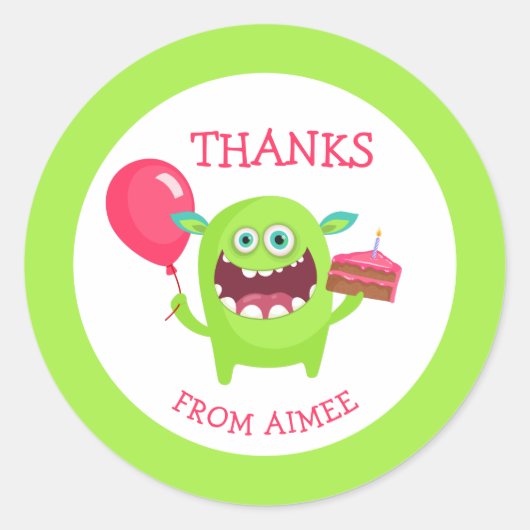 感謝してい小モンスターパーティー ラウンドシール (正面)