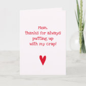 感謝してい張りおもしろい – 母の日引用文 カード (正面)