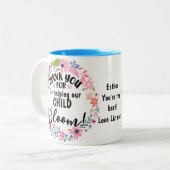 感謝してい救済の子開花先生プレゼント ツートーンマグカップ (正面左)