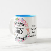 感謝してい救済の子開花先生プレゼント ツートーンマグカップ (正面左)