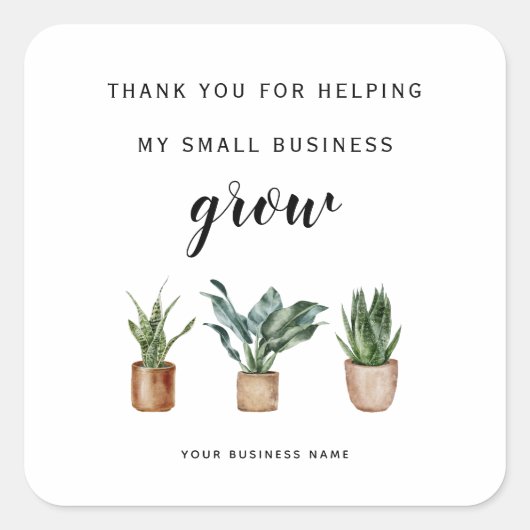 感謝してい救済My Small Business Growプラント スクエアシール (正面)