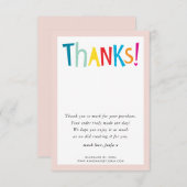 感謝してい明モダンるいおもしろいカラフルタイポグラフィ サンキューカード (正面/裏面)